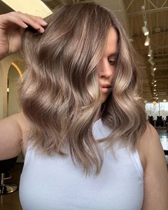 Short Wavy Dark Ash Brown Lace Front Wigs 100% Human Hair Wigs for Women Daily  - Picture 1 of 7