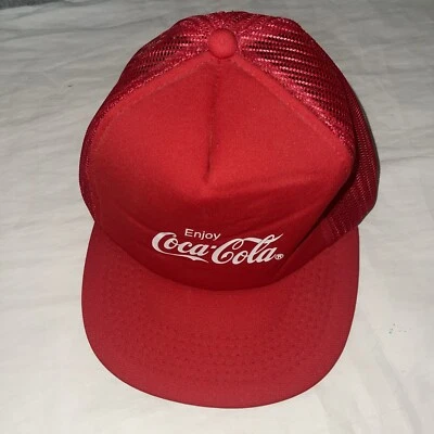 Vintage Enjoy Coca Cola rote Kappe Mütze Druckknopflasche verstellbar Yupoong - Bild 1 von 4