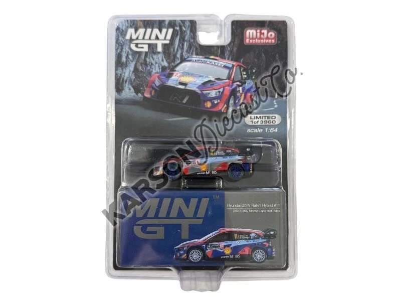 HYUNDAI I20 N RALLY1 HYBRID #11 3RD MONTE CARLO RALLY 2023 1/64 MINI GT MGT00710