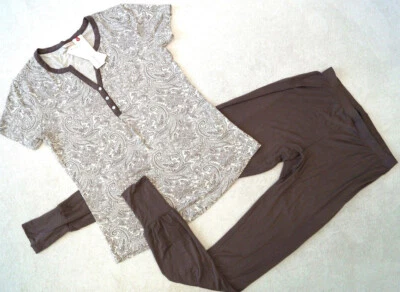 ESPRIT Schlafanzug  Pyjama Gr.36 naturweiß / dunkeltaupe NEU - Bild 1 von 3