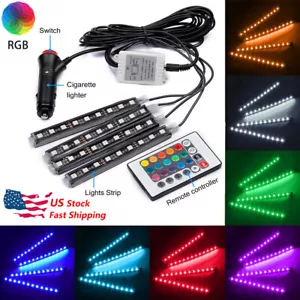 RGBW Auto Car Floor Decoration Lights Lamp Strips 36LED Remote Control Colorful - Picture 1 of 13