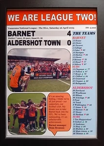 Barnet 4 Aldershot 0 - 2025 National League - Barnet champions - souvenir print - Picture 1 of 5