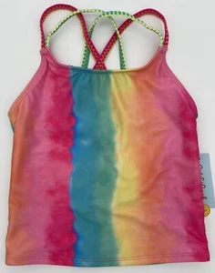 Cat & Jack Girls Rainbow Swimming Bikini Bathing Suit Top Blue Pink Yellow Green - Picture 1 of 4