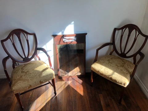 set of 2 Hepplewhite style shield backed chair with mirror Cover