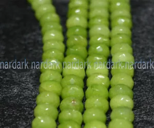Faceted 5x8mm Natural Green Peridot Rondelle Gemstone Abacus Loose Beads 15" - Picture 1 of 3