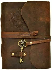 7 Inch Compass Leather Journal Vintage Notebook Bound Writing Diary Deckle Book - Picture 1 of 6