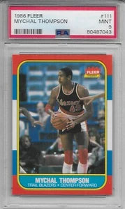 1986-87 FLEER BASKETBALL Mychal Thompson #111 PSA 9 MINT Portland Trail Blazers - Picture 1 of 2