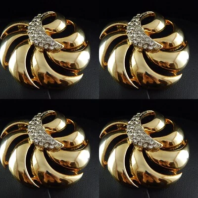 VINTAGE BIJOUX SPILLA CON PREZIOSA DORATURA E CRISTALLI BROOCH - Immagine 1 di 4