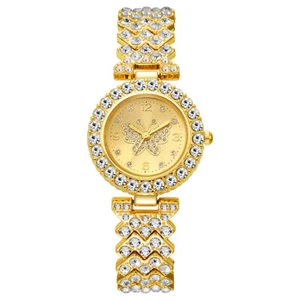 Damen Frauen Uhr Luxus Strass Analog Quarz Edelstahl Armbanduhr - Bild 1 von 13