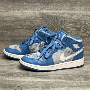 AIR JORDAN 1 MID RETRO "GS" #DM8951-400 SIZE 5Y WASHED DENIM - Picture 1 of 9