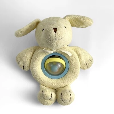 Винтажная желтая плюшевая собака Carter's Just One Year погремушка с ушами в клетку - Изображение 1 из 4