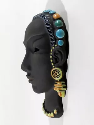 KARLSRUHER MAJOLIKA Maske ° Keramik Wandmaske ° Wohl Wolterhoff Wall Mask • 190.65€
