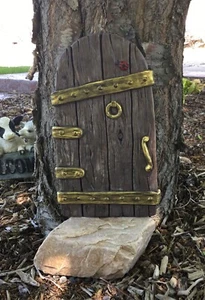 Large Fairy Garden Gnome Door 14 Inches tall, Brown, Tree Yard Decor NEW - Picture 1 of 8