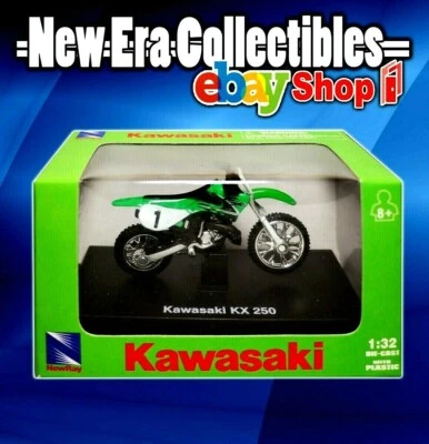Nuevo Ray Kawasaki KX 250 escala 1:32 plástico fundido a presión con llantas plateadas Lil Xtreme 2007 Foto 1 de 4