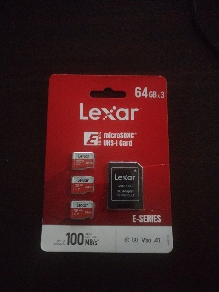 Lexar UHS-I E Series 64 GB Micro SDHC Card With SD Adapter Pack Of 3 - Image 1 of 1