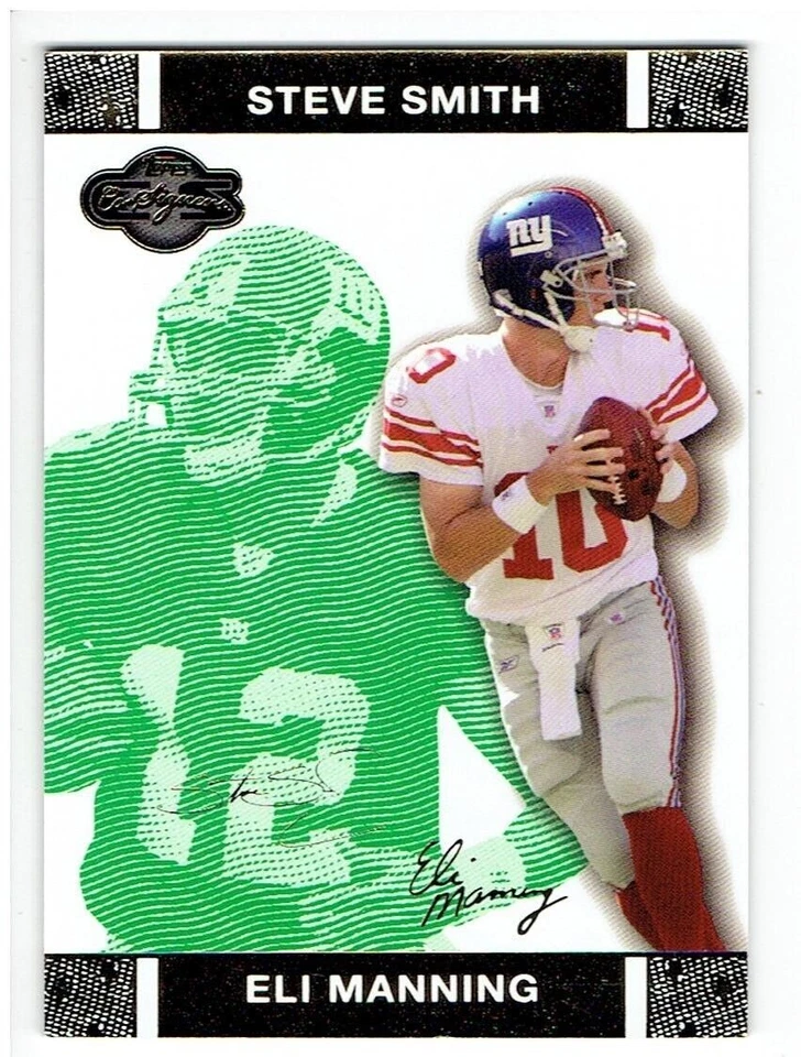 Eli Manning & Steve Smith 2007 Topps Co-Signers Changing Faces Gold Green #5 - Image 1 of 1
