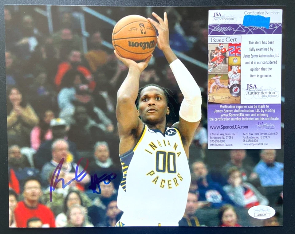 BENNEDICT MATHURIN SIGNED 8X10 PHOTO INDIANA PACERS ARIZONA WILDCATS JSA - Image 1 of 1
