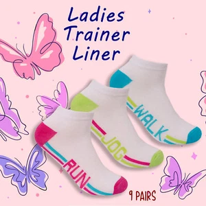 9 Pairs Ladies Sports Ankle Socks Cotton Rich Trainer Sock Running Size 4-8 UK - Picture 1 of 5