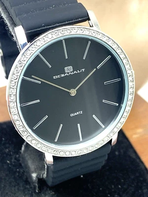 Reloj para mujer Oceanaut OC0261 cuarzo plateado esfera negra banda de goma con gemas 40 mm Foto 1 de 4