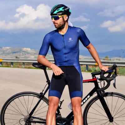 Body de ciclismo de grado profesional para hombre manga corta jersey traje de piel pantalones cortos triatlón Foto 1 de 4