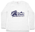 GONE FISHING DAMEN LANGARM T-SHIRT Fishing Fisher Rod Pole Bone River and Line