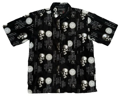 Vintage UTOPIA Black Skull Rare Button Up Biker Shirt Large Travis Scott Sueded - Image 1 of 2