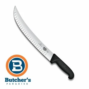Butchers Victorinox Black Brisket Slicing Knife Granton Scalloped Blade 12" 31cm - Picture 1 of 1
