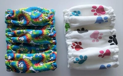 Paquete de 2 pañales para perros PEQUEÑOS ESTRECHOS para machos tie dye banda para el vientre envoltura elástica 10 12 pulgadas Foto 1 de 2