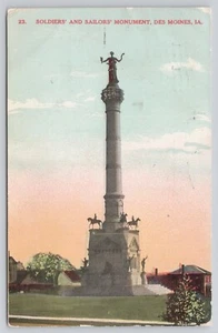 1909 Soldaten und Matrosen Denkmal Des Moines Iowa IA antike Postkarte - Bild 1 von 2