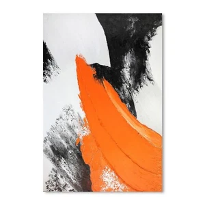 YPY Modern Abstract Canvas Wall Art: Grey Orange Hand Painted Oil Paintings f... - Picture 1 of 6