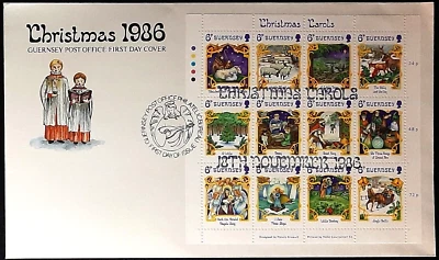 (GGY-221) GUERNSEY 1986  CHRISTMAS WITH MINISHEET- Official First Day Cover - Image 1 of 2