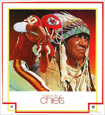 SPORTS POSTER WAREHOUSE Vintage Original Mint! Kansas City Chiefs DAMAC 1983 Chuck Ren NFL 23x25 POSTER