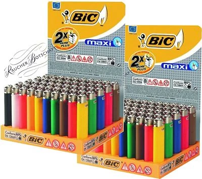 100 bic Maxi Accendini Colorato Assortiti Con Parentale 2 Espositore Originale - Immagine 1 di 3