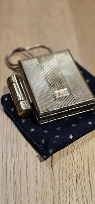 Vintage Ladies KIGU Combination Cigarette Case Beauty Powder Compact and Lipstic - Image 1 of 4