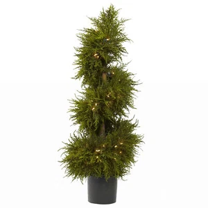 Nearly Natural 43” Cedar Spiral Topiary W/Lights Home Office Decor Faux Trunk - Picture 1 of 3