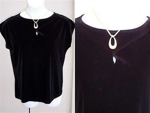 Chico's schwarz Samt Schlüsselloch Top Gr. 3 L XL 16 18 WEIHNACHTEN URLAUB Bluse Shirt - Bild 1 von 8