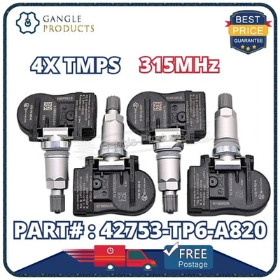 Sensor de presión de neumáticos 4 piezas 42753-TP6-A82 TPMS para Honda Accord Crosstour CR-V Foto 1 de 4