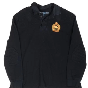 VINTAGE POLO RALPH LAUREN BLACK RUGBY POLO SHIRT 1990S 2XL - Picture 1 of 6