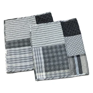 Cuddl Duds Shades of Gray Plaid and Stripe Print King Size Pillow Shams, 1 Pair - Picture 1 of 5