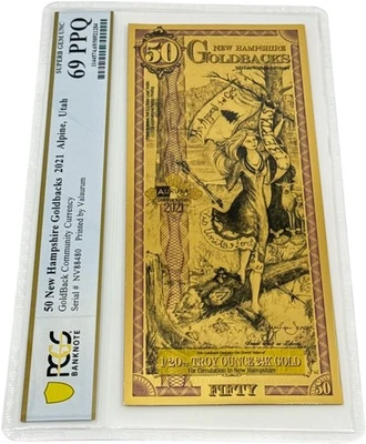 2021 New Hampshire 50 Goldback PCGS 69 (Libertas, Liberty) - Image 1 of 3