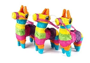 Set of 3 Mini Donkey Pinatas 4"x7" inches, Fiesta Party Decorations, Cinco de - Picture 1 of 7