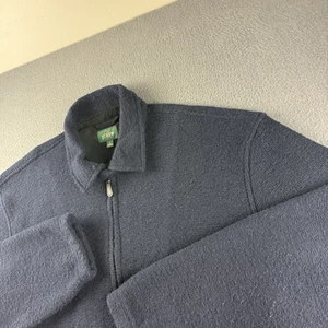 J Crew Jacket Men’s L Blue Wool Blended Sweater Fleece Oarsman Minimal Full Zip - Picture 1 of 12