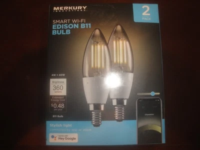 Merkury Innovations Smart WI-FI Edison B11 Bulb (2-pack) 40W - Image 1 of 2