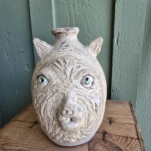 Rustic Cat Face Jug by Billy Joe Craven | 9" x 6" - Picture 1 of 5
