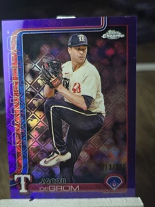 Jacob deGrom 2025 Topps Chrome Logofractor 000/250 Purple Texas Rangers - Picture 1 of 2
