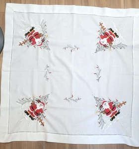 Santa & Schneemann Tischdecke Läufer klein Weihnachten bestickt 34" x 34" Kerzen - Bild 1 von 7