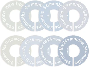 Baby Schrankteiler für Kleidung 0-24 Monate, 8er Pack Mini Runde Größenmarker, Do - Bild 1 von 12