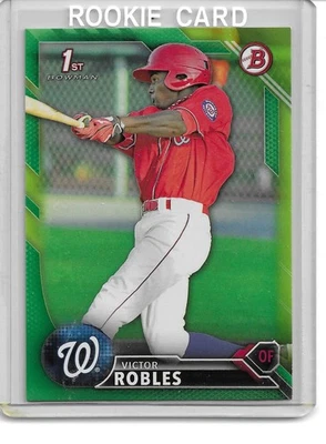 2016 Bowman Baseball Prospects Green 1st Year Victor Robles RC 61/99 #BP10 - Image 1 of 2