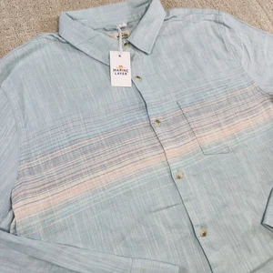 Marine Layer Classic Stretch Selvage Shirt Mens Large Button Up Long Sleeve NEW - Imagen 1 de 9