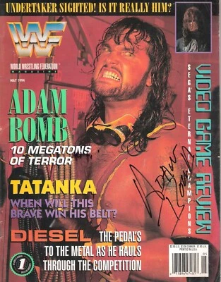AM220  Adam Bomb signed Vintage WWF  Wrestling Magazine w/COA - Image 1 of 3